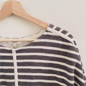 Madewell Gray Striped Back Zipper Pullover French Terry Sweatshirt Top